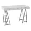 Benzara Cid 3-Drawer Modern Composite Wood Office Desk Console Table In White -CYMAX Sales 2727517 L