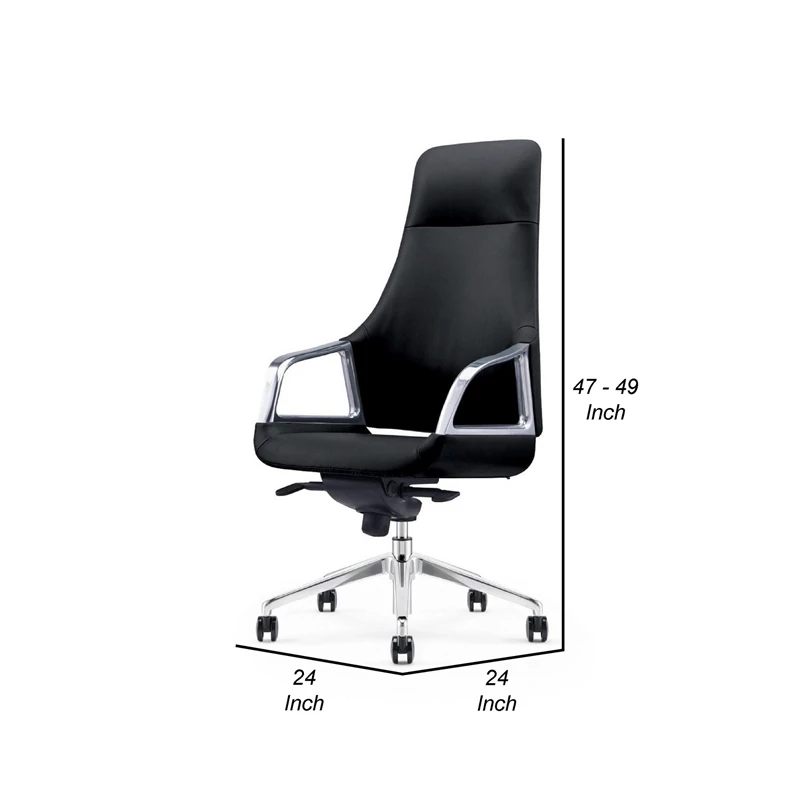 Benzara Cid Mal 24" Upholstered Fabric & Metal Office Chair In Chrome And Black 4 Benzara Cid Mal 24" Upholstered Fabric & Metal Office Chair In Chrome And Black - Image 2