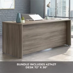 Sauder Affirm Engineered Wood 72"x30" Desk With Hutch Bundle In Hudson Elm/Brown -CYMAX Sales 2729030 3 L