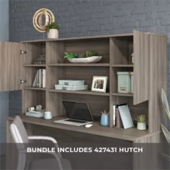 Sauder Affirm Engineered Wood 72"x30" Desk With Hutch Bundle In Hudson Elm/Brown -CYMAX Sales 2729030 4 L