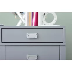 Bowery Hill Modern Wood Side Storage Desk With 4 Drawers Silver Hardware In Gray -CYMAX Sales 2732102 14 L