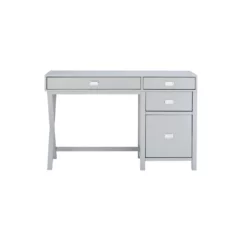 Bowery Hill Modern Wood Side Storage Desk With 4 Drawers Silver Hardware In Gray -CYMAX Sales 2732102 2 L