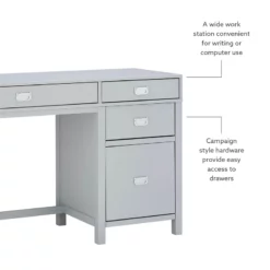Bowery Hill Modern Wood Side Storage Desk With 4 Drawers Silver Hardware In Gray -CYMAX Sales 2732102 30 L