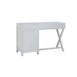 Bowery Hill Modern Wood Side Storage Desk With 4 Drawers Silver Hardware In Gray -CYMAX Sales 2732102 4 L