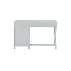 Bowery Hill Modern Wood Side Storage Desk With 4 Drawers Silver Hardware In Gray -CYMAX Sales 2732102 5 L