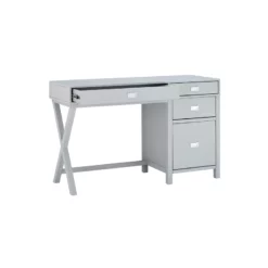 Bowery Hill Modern Wood Side Storage Desk With 4 Drawers Silver Hardware In Gray -CYMAX Sales 2732102 7 L