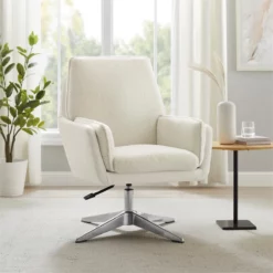Bowery Hill Modern / Contemporary Metal Swivel Chair In White -CYMAX Sales 2732144 21 L