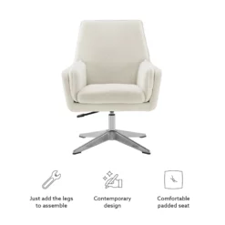 Bowery Hill Modern / Contemporary Metal Swivel Chair In White -CYMAX Sales 2732144 34 L