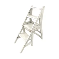 Carolina Classics Antique Folding Library Ladder Chair In White -CYMAX Sales 2732841 6 L
