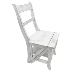 Carolina Classics Antique Folding Library Ladder Chair In White
