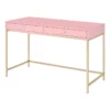 'HomeRoots '47" Pink And Gold Glam Rectangular Writing Desk With Two Drawers 1 'HomeRoots '47" Pink And Gold Glam Rectangular Writing Desk With Two Drawers -CYMAX Sales 2734210 L