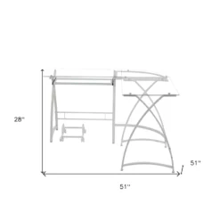 'HomeRoots '51" Clear Glass And White Metal L Shape Computer Desk -CYMAX Sales 2734211 5 L