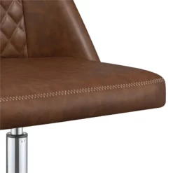 Leatherette Office Chair With Sloped Back And Diamond Stitching Brown -CYMAX Sales 2737837 3 L