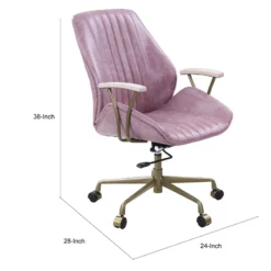 Office Chair With Leather Seat And Channel Stitching Pink 15 Office Chair With Leather Seat And Channel Stitching Pink -CYMAX Sales 2738605 3 L