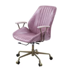 Office Chair With Leather Seat And Channel Stitching Pink 17 Office Chair With Leather Seat And Channel Stitching Pink -CYMAX Sales 2738605 5 L