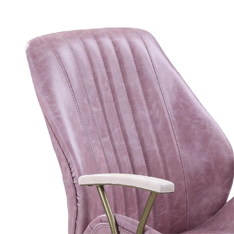 Office Chair With Leather Seat And Channel Stitching Pink 11 Office Chair With Leather Seat And Channel Stitching Pink - Image 9