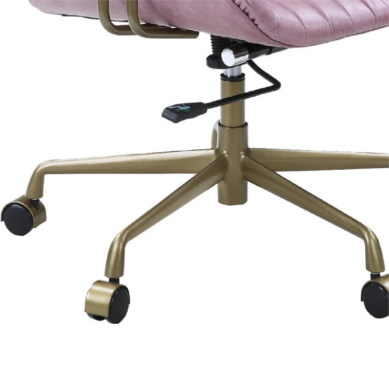 Office Chair With Leather Seat And Channel Stitching Pink 9 Office Chair With Leather Seat And Channel Stitching Pink - Image 7