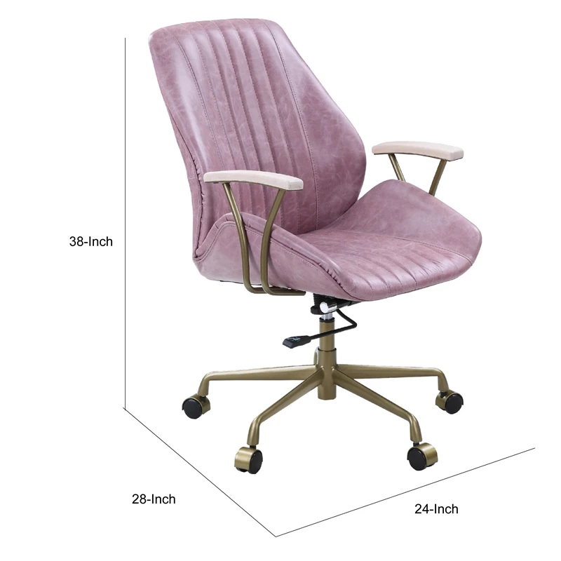 Office Chair With Leather Seat And Channel Stitching Pink 12 Office Chair With Leather Seat And Channel Stitching Pink - Image 10
