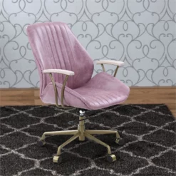 Office Chair With Leather Seat And Channel Stitching Pink 19 Office Chair With Leather Seat And Channel Stitching Pink -CYMAX Sales 2738605 9 L