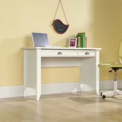 Catania Modern / Contemporary Modern Wood Computer Desk In Soft White -CYMAX Sales 2740625 2 L