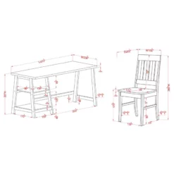 UrbanPro Modern Wood 2-Piece Writing Desk And Chair Set In White -CYMAX Sales 2743290 4 L