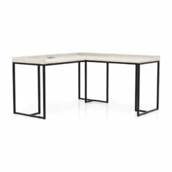 UrbanPro Modern Wood Corner Computer Desk With USB In White Finish