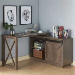 UrbanPro Reversible Transitional Wood L-Shape Desk In Walnut Oak -CYMAX Sales 2743293 6 L