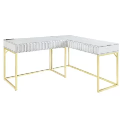 UrbanPro Modern Wood 2-Piece Writing Desk Set In White Finish