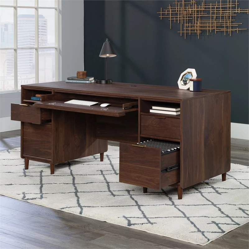 Sauder Clifford Place Engineered Wood Executive Desk In Grand Walnut 5 Sauder Clifford Place Engineered Wood Executive Desk In Grand Walnut - Image 3