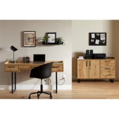 Urbanpro Farmhouse 59"W Desk With Drawers In Nordik Oak/Brown 12 Urbanpro Farmhouse 59"W Desk With Drawers In Nordik Oak/Brown -CYMAX Sales 2746112 2 L