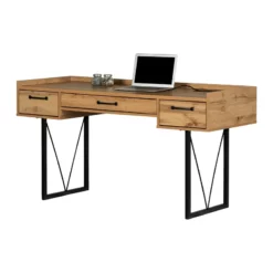 Urbanpro Farmhouse 59"W Desk With Drawers In Nordik Oak/Brown 13 Urbanpro Farmhouse 59"W Desk With Drawers In Nordik Oak/Brown -CYMAX Sales 2746112 6 L