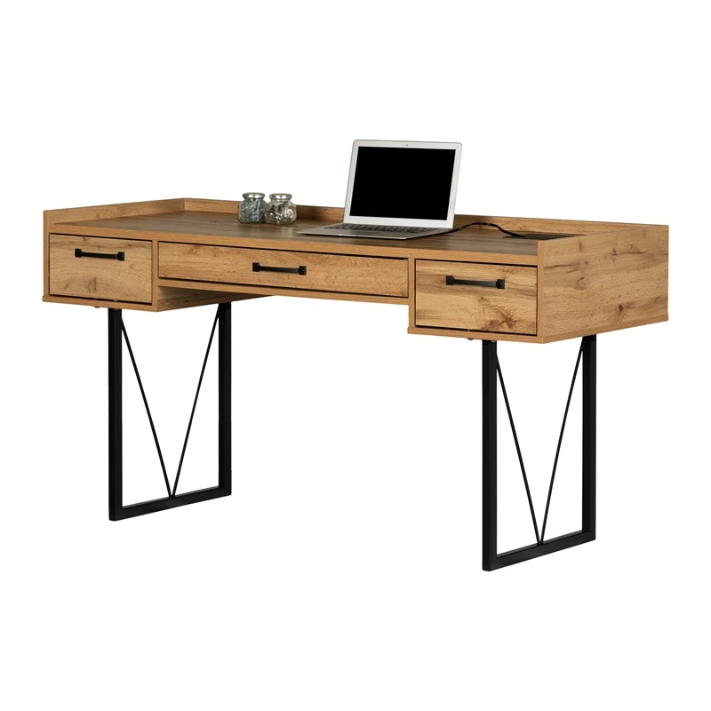 Urbanpro Farmhouse 59"W Desk With Drawers In Nordik Oak/Brown 7 Urbanpro Farmhouse 59"W Desk With Drawers In Nordik Oak/Brown - Image 5