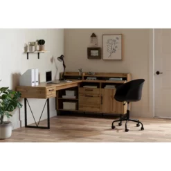 Urbanpro 59.5"W Engineered Wood L-Shaped Desk In Nordik Oak/Brown -CYMAX Sales 2746113 2 L