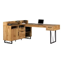 Urbanpro 59.5"W Engineered Wood L-Shaped Desk In Nordik Oak/Brown -CYMAX Sales 2746113 6 L