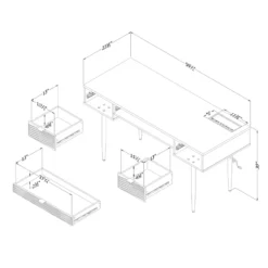 Urbanpro Mid-Century 59.5"W Engineered Wood Desk In White/Gold Finish -CYMAX Sales 2746116 4 L