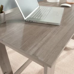 Pemberly Row Engineered Wood Writing Desk In Silver Sycamore/Brown -CYMAX Sales 2747685 5 L