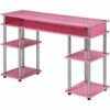 UrbanPro Contemporary No Tools Student Desk In Pink Wood Finish