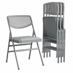 Pemberly Row Modern Ultra Comfort Folding Chair In Gray (4-pack) -CYMAX Sales 2748330 1 L