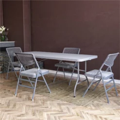 Pemberly Row Modern Ultra Comfort Folding Chair In Gray (4-pack) -CYMAX Sales 2748330 5 L