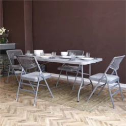 Pemberly Row Modern Ultra Comfort Folding Chair In Gray (4-pack) -CYMAX Sales 2748330 6 L