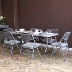 Pemberly Row Modern Ultra Comfort Folding Chair In Gray (4-pack) -CYMAX Sales 2748330 8 L