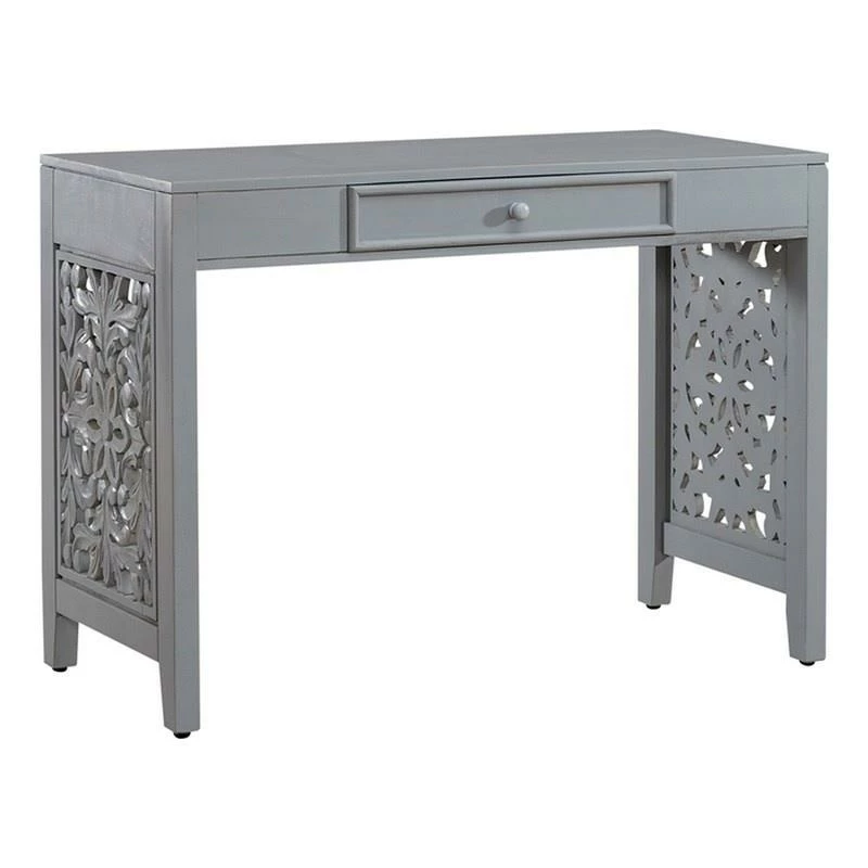 Trellis Lane 1-Drawer Wood Accent Writing Desk In Gray 3 Trellis Lane 1-Drawer Wood Accent Writing Desk In Gray