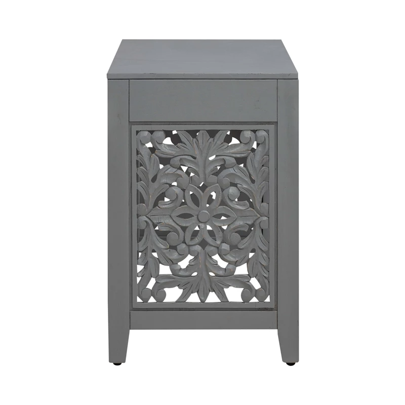 Trellis Lane 1-Drawer Wood Accent Writing Desk In Gray 4 Trellis Lane 1-Drawer Wood Accent Writing Desk In Gray - Image 2