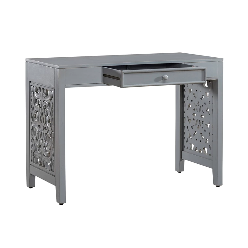 Trellis Lane 1-Drawer Wood Accent Writing Desk In Gray 9 Trellis Lane 1-Drawer Wood Accent Writing Desk In Gray - Image 7