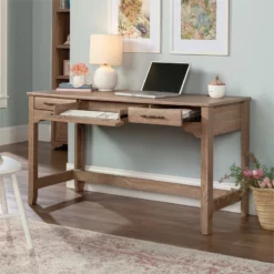 UrbanPro Modern Engineered Wood Writing Desk In Brushed Oak Finish -CYMAX Sales 2753553 5 L