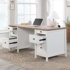 UrbanPro Modern Engineered Wood Executive Desk In White Finish -CYMAX Sales 2753572 5 L