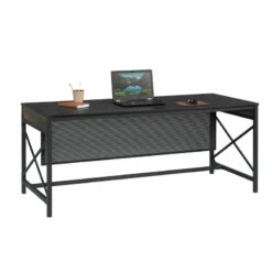 UrbanPro Engineered Wood / Metal 72x30 Table Desk In Carbon Oak -CYMAX Sales 2753601 4 L