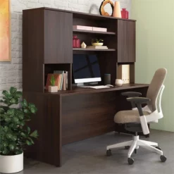 UrbanPro Engineered Wood 72"x24" Desk With Hutch Bundle In Noble Elm / Brown -CYMAX Sales 2753622 1 L