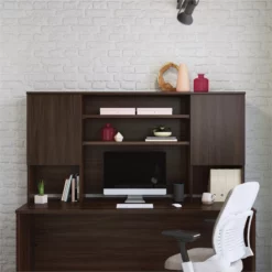 UrbanPro Engineered Wood 72"x24" Desk With Hutch Bundle In Noble Elm / Brown -CYMAX Sales 2753622 2 L