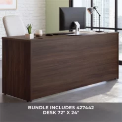 UrbanPro Engineered Wood 72"x24" Desk With Hutch Bundle In Noble Elm / Brown -CYMAX Sales 2753622 4 L